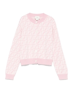 Жаккардовый кардиган с логотипом FF, розовый Fendi kids