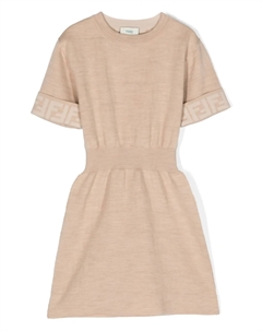 Платье из смесовой шерсти, нейтральный Fendi kids
