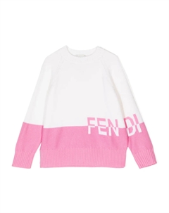 Шерстяной джемпер с вышитым логотипом, белый Fendi kids