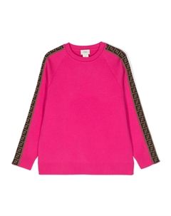 Шерстяной джемпер с вышитым логотипом FF, розовый Fendi kids