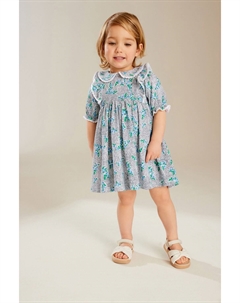 Платье из 100% хлопка с короткими рукавами и воротником (3 мес 7 лет), синий Next