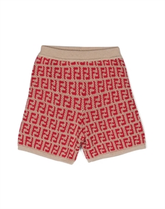 Шорты из смеси шерсти и хлопка с логотипом FF, нейтральный Fendi kids