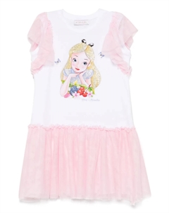 Платье с принтом Alice из коллаборации с Disney, белый Monnalisa