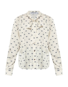 Рубашка с бантовым принтом, белый Self-portrait