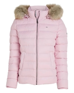 Пуховик с отделкой из искусственного меха, розовый Tommy hilfiger