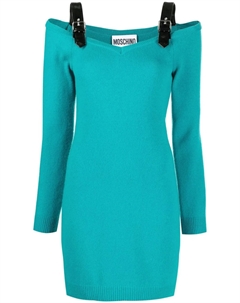 Трикотажное платье мини на бретелях, зеленый Moschino