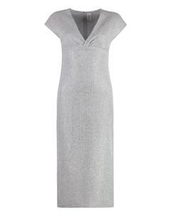 Платье с люрексом и рукавами-крылышками, серебряный St. john