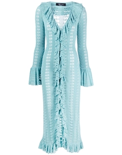 Платье миди с V-образным вырезом и кружевной отделкой, синий Blumarine