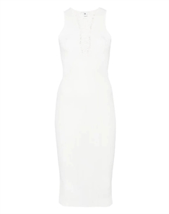 Платье миди из трикотажного полотна в рубчик, белый Elisabetta franchi