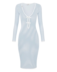 Платье миди ажурной вязки, синий Elisabetta franchi