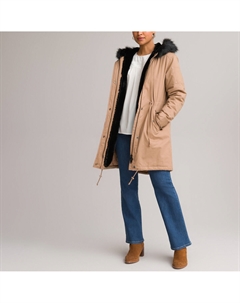 Парка средней длины с фиксированным капюшоном зимняя каштановый Laredoute