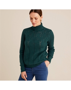 Пуловер с высоким воротником из тонкого трикотажа пуантель зеленый Laredoute