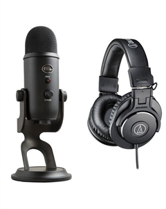 Синий USB-микрофон Yeti и комплект наушников ATH-M30x (затемненные) Blue
