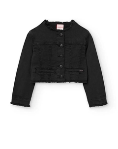 Жакет для девочки с круглым вырезом и застежкой на пуговицы, чёрный Boboli
