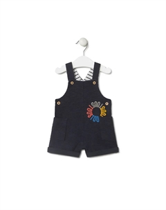 Однотонный детский комбинезон из хлопка с полосатой внутренней стороной, тёмно-синий Tous