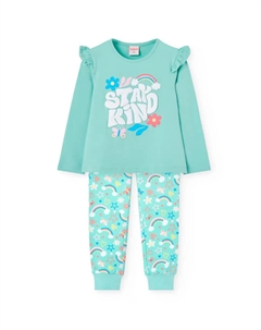 Длинная девичья пижама с рюшами на плечах, светло-зеленый Boboli