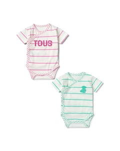 Упаковка из 2 детских боди в полосатый хлопок, цвет Rosa Tous