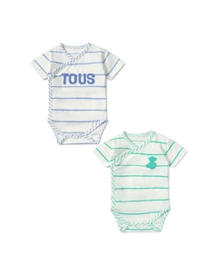 Упаковка из 2 детских боди в полосатый хлопок, синий Tous