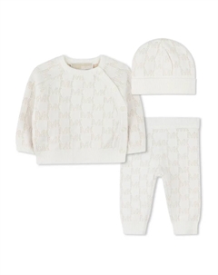 Детский комплект из трех предметов жаккардового трикотажа, натуральный Michael kors