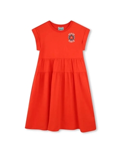 Платье для девочки 100% хлопок с коротким рукавом, красный Kenzo kids