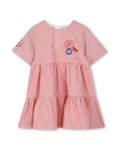 Хлопковое платье для девочки в полоску, красный Kenzo kids