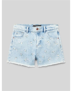 Джинсовые шорты с рисунком и вышитыми этикетками, модель «RIGID», синий Guess