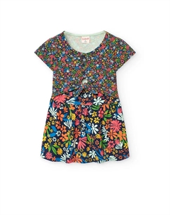 Платье для девочки с короткими рукавами и цветочным принтом, многоцветный Boboli