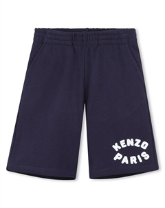 Хлопковые шорты-бермуды с карманами и эластичным поясом, тёмно-синий Kenzo kids