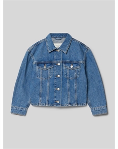 Укороченная джинсовая куртка из чистого хлопка с накладными нагрудными карманами, синий Tom tailor