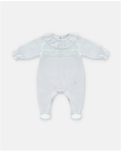 Белая пижама с замком для малышки с вышитой кокеткой, белый Martin aranda