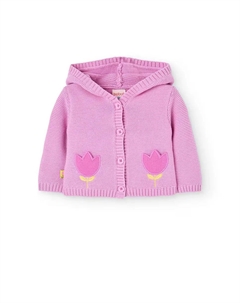 Кардиган для девочек с капюшоном и застежкой на пуговицы, цвет Rosa Boboli