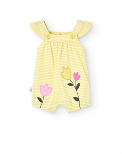 Хлопковый комбинезон для мальчика с полосатым принтом, жёлтый Boboli