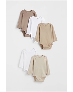 5 комплектов боди, белый/бежевый H&m