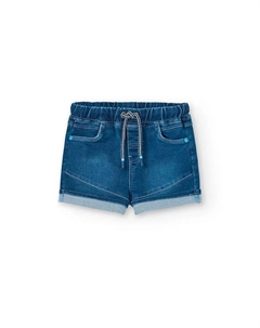 Вязаные бермудские шорты для мальчиков на резинке и шнурке, синий Boboli