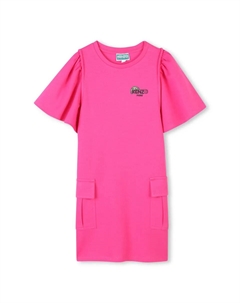 Хлопковое платье для малышки с карманами, фуксия Kenzo kids