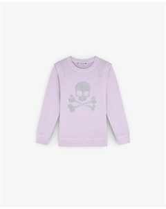 Девичий хлопковый свитшот с черепом в блестках, сиреневый Scalpers