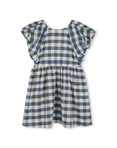 Платье для девочки из хлопка с принтом в клетку, синий индиго Kenzo kids