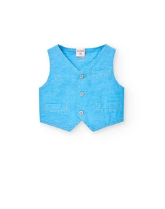 Однотонный мужской жилет с V-образным вырезом и застежкой на пуговицы, голубой Boboli