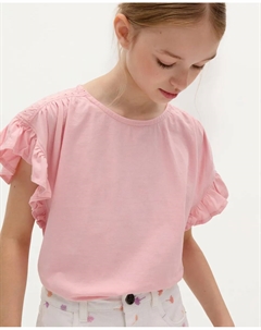 Футболка из хлопка для девочек с рюшами, цвет Rosa Scalpers