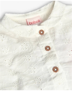 Вышитая батистовая рубашка для девочки, белый Boboli