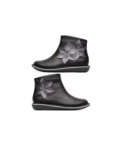 Baby girl кожаные ботинки черного цвета на молнии, чёрный Camper