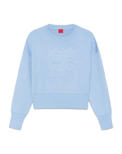 Свитер с тисненым логотипом, синий Hugo