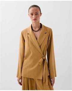 Женский двубортный блейзер с узлом, бежевый Scalpers