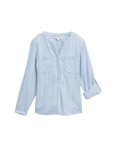 Блуза GESTREIFTE MIT BRUSTTASCHEN, светло-голубой Tom tailor