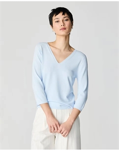 Женский свитер с V-образным вырезом и рукавами 3/4, голубой Escorpion