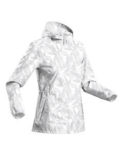 Куртка-дождевик женская водонепроницаемая походная Raincut Full Zip Luxurious, белый Quechua