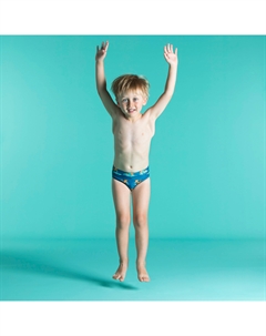 Плавки трусы детские/детские с принтом тигровый синий, Берлинский синий / пастельный мятно-серый Nabaiji