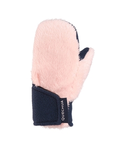 Варежки флисовые походные детские H100, серый/темно-синий Quechua