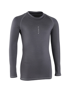 Футболка функциональная футбольная с длинными рукавами утепленная Keepconfort 100 детская серая, космос серый Kipsta