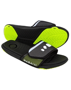 Тапочки для бассейна мужские черно-желтые SLAP 900 SOFT Nabaiji
